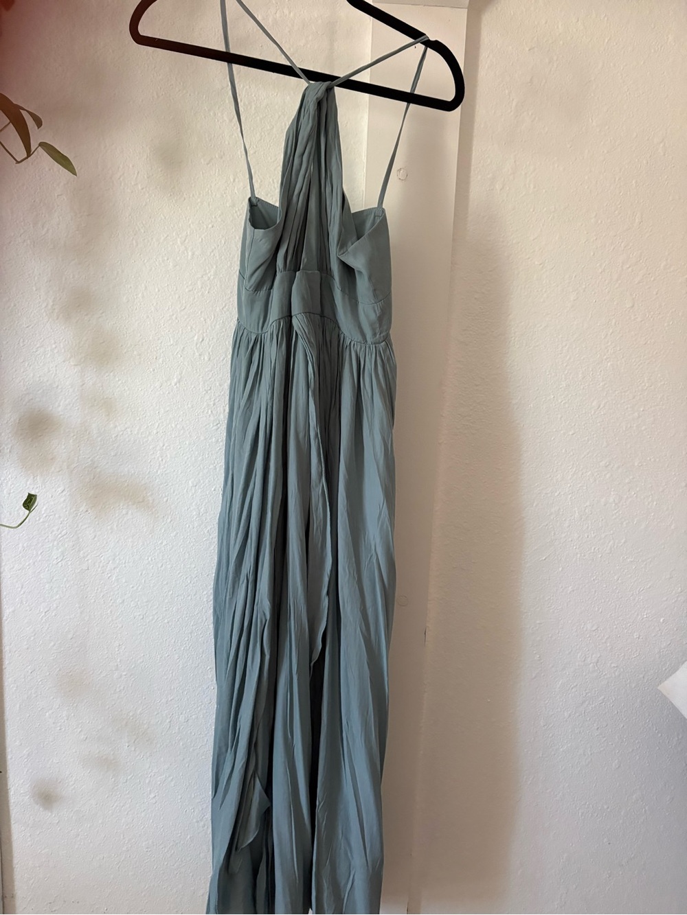 Sleeveless Halter Maxi Dress - Sage Blue